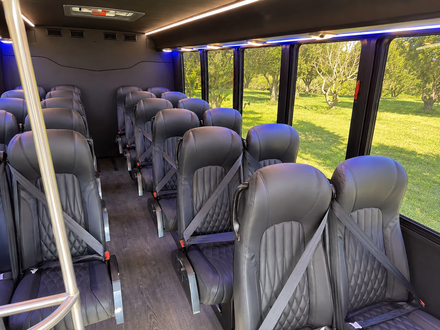 wedding day bus rentals for outdoor ceremony sites near bend